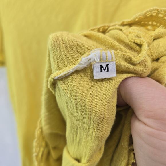 Anthropologie T Shirt Womens Medium Yellow Scoop Tunic Flowy Left Of Center - Picture 4 of 9